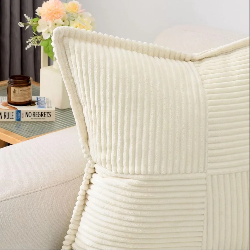 NWT HAUSSY Beige Throw Pillow Covers 20x20 Inch Set of 2